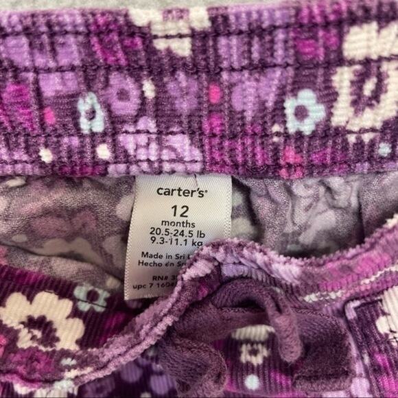 Carter’s Purple Floral Corduroy Ruffle Skirt Baby Size 12 Months - Picture 4 of 8